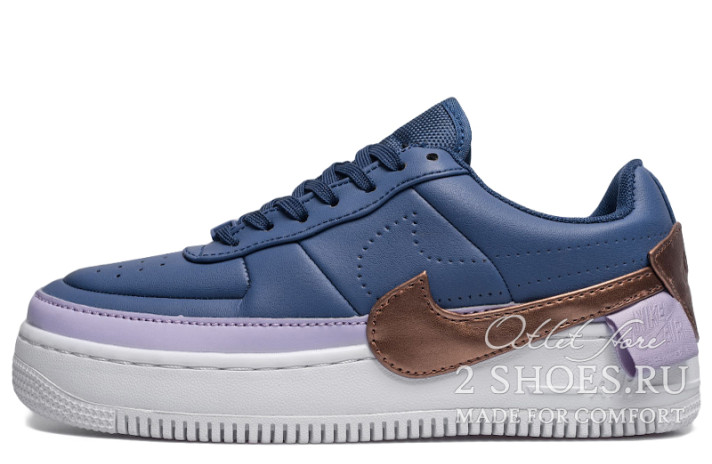 Кроссовки Nike Air Force 1 Jester XX Blue Bronze  синие, кожаные