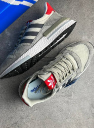 Кроссовки Adidas ZX 500 RM Grey Four Scarlet живое фото 2