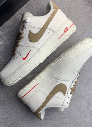 Кроссовки Nike Air Force 1 Low ID White Brown Red живое фото 1